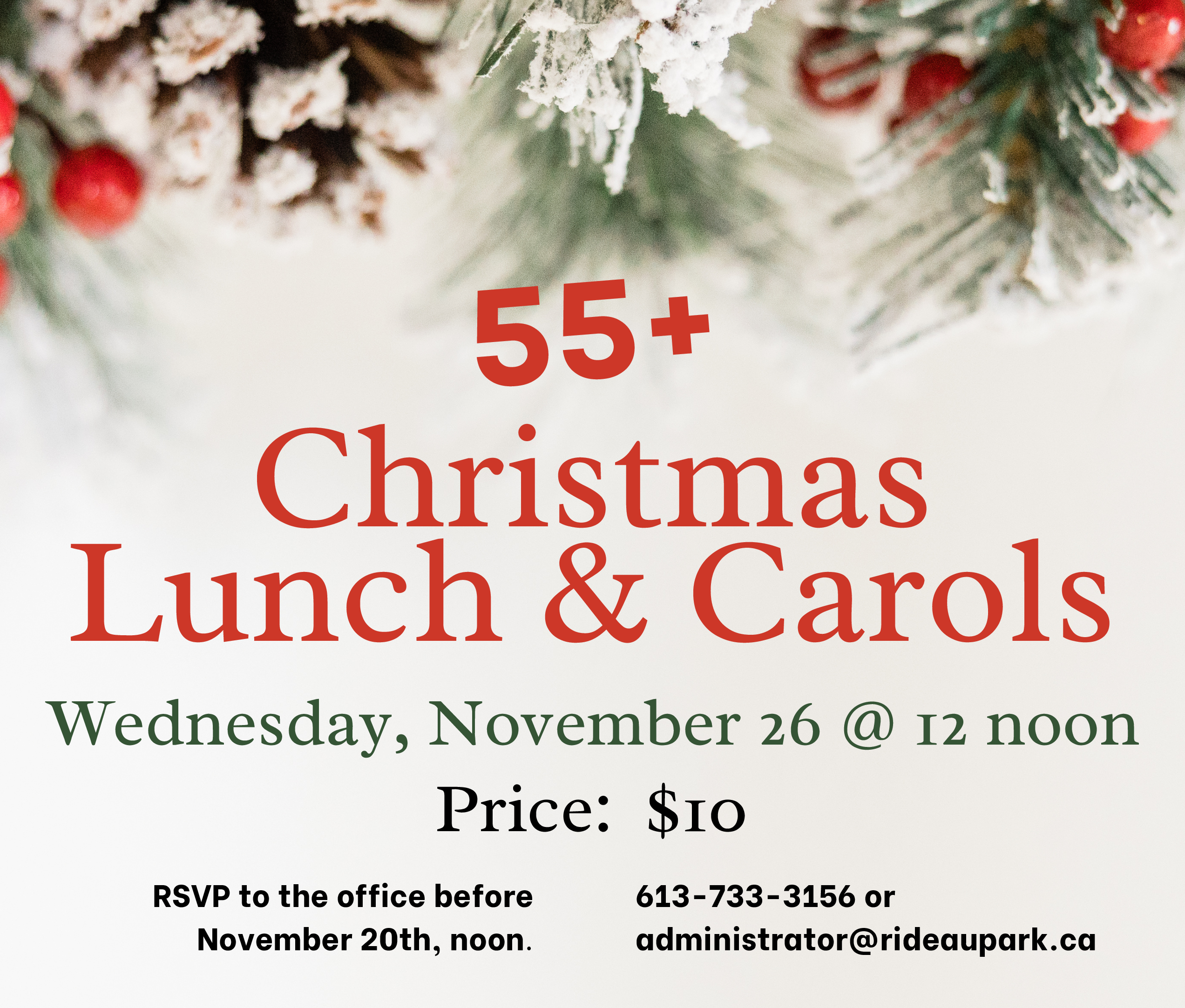 55+ Christmas Lunch & Carols poster