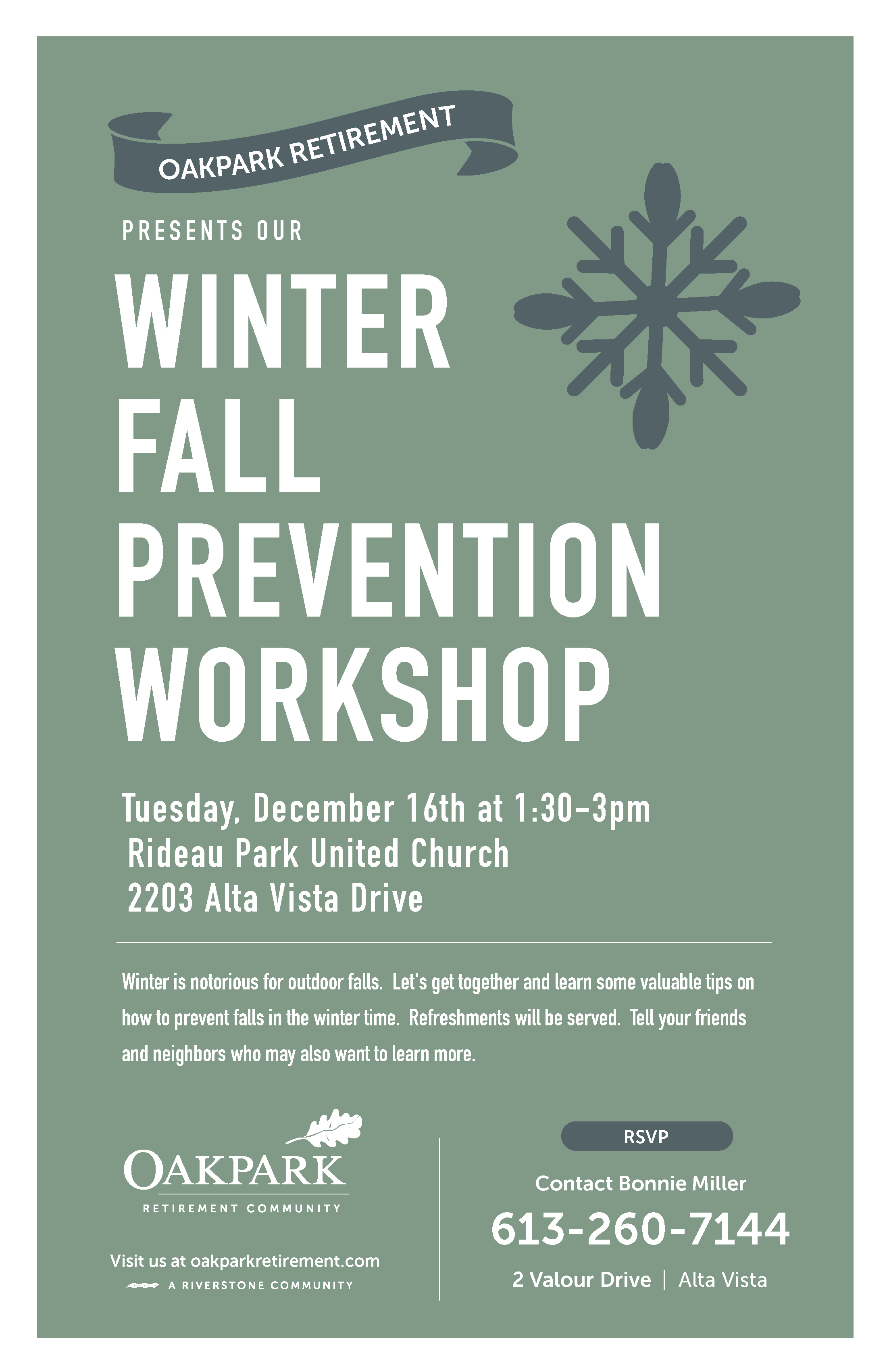 Winter Fall Prevention Workshop poster